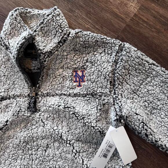Grey New York Mets Sherpa quarter zip sweatshirt boxer craft NWT Small MLB - Picture 3 of 4